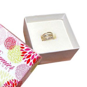 Premier Designs Down to the Wire Silver Tone Band Open Work Ring Size 7